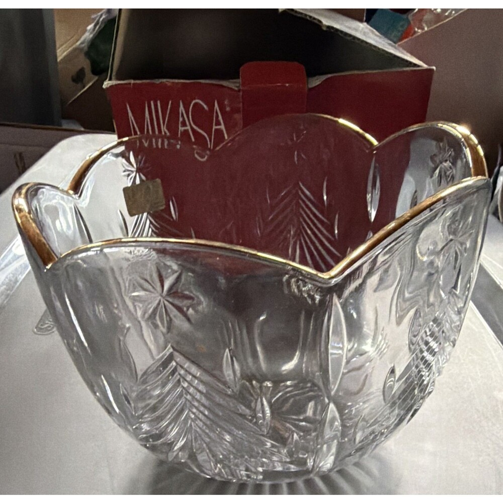 Mikasa Crystal Christmas Bowl NIB